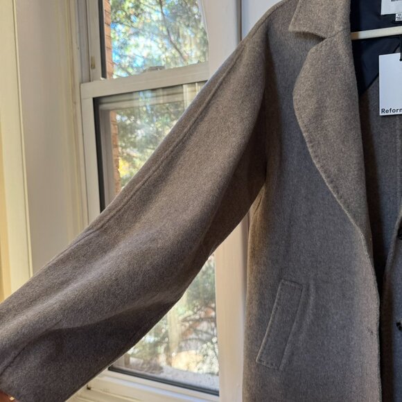 NWT Reformation Wyatt Wool Blend Double-Faced Coat in Stone Beige XS - Picture 10 of 16